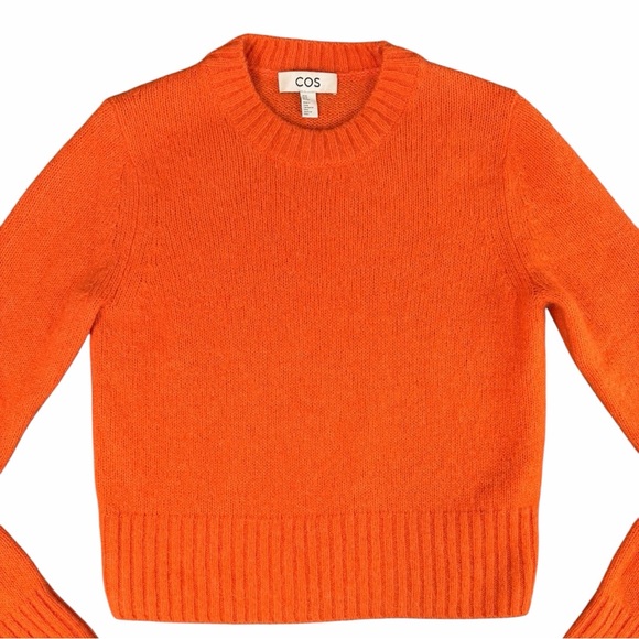 COS Women's Alpaca Wool Pullover Cropped Sweater Jumper Vibrant Orange Size XS - Picture 3 of 10